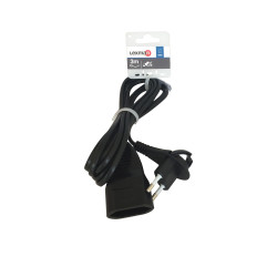 Cordon prelungitor cu fir Lexman, IP20, 1 priza, 2 x 0.75 mmp, 3 m, negru
