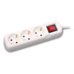 Prelungitor 1.5m 3 prize cu intrerupator, alb, Inlet