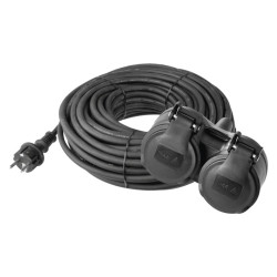 Cordon prelungitor, Emos, cauciuc, 10M, 2 prize, schuko, IP44 (P0701)