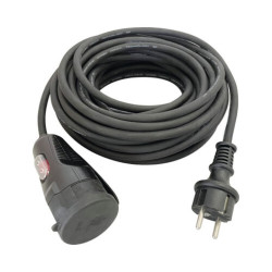 Prelungitor Electric 15m 3680w Negru, Cablu Cauciuc Natural, Pentru Exterior Ip44